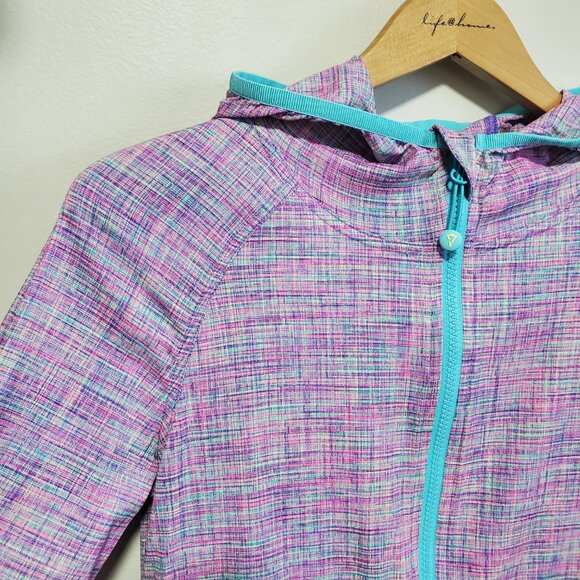 IVIVVA LULULEMON Full Zip Lightweight Jacket Windbreaker Packable Plaid Girls 14 - Picture 3 of 16